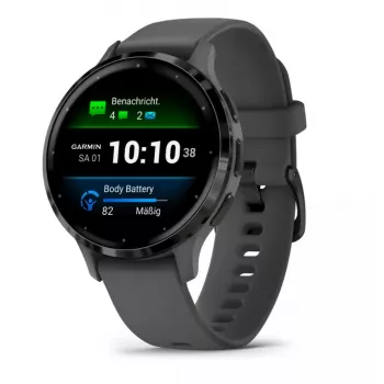 GARMIN Venu 3S viedpulkstenis — 41 mm pelēks polimēra korpuss, 1,2 collu AMOLED, 10 dienu akumulators, 5 ATM