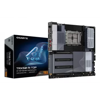 GIGABYTE TRX50 AI TOP-2B mātesplate - AMD Ryzen Threadripper PRO 7000, 16+8+4 fāžu digitālais VRM, līdz 5200 MHz DDR5, 4xPCIe 5.0 M.2, Wi-Fi 7, 10 GbE LAN, USB 4