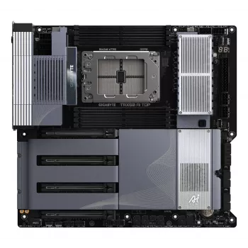 GIGABYTE TRX50 AI TOP-2B mātesplate - AMD Ryzen Threadripper PRO 7000, 16+8+4 fāžu digitālais VRM, līdz 5200 MHz DDR5, 4xPCIe 5.0 M.2, Wi-Fi 7, 10 GbE LAN, USB 4