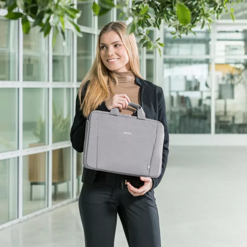 DICOTA Eco Slim Case Base - 11-12.5 collu piezīmjdatora maciņš - Pelēks / 300d Rpet Poliesters