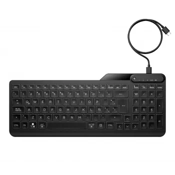 HP 405 daudzaparatūras fona apgaismojuma vadu tastatūra, pilnizmēra (100%), vadu, USB, membrānas, melna