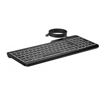 HP 405 daudzaparatūras fona apgaismojuma vadu tastatūra, pilnizmēra (100%), vadu, USB, membrānas, melna
