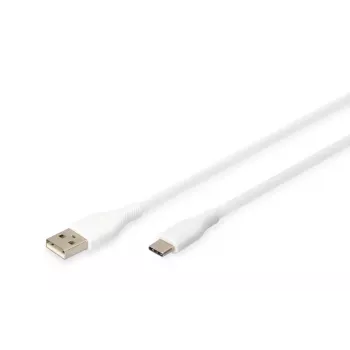 DIGITUS USB-C silikona uzlādes kabelis USB-A - USB-C USB 2.0 60W - 2m Balts