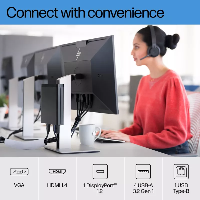HP E24 G4 FHD monitors, 60.5 cm (23.8 collas), 1920 x 1080 pikseļi, Full HD, LCD, 5 ms, Melns