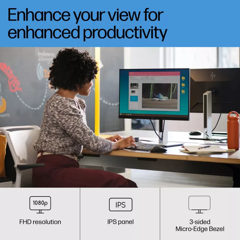 HP E24 G4 FHD monitors, 60.5 cm (23.8 collas), 1920 x 1080 pikseļi, Full HD, LCD, 5 ms, Melns