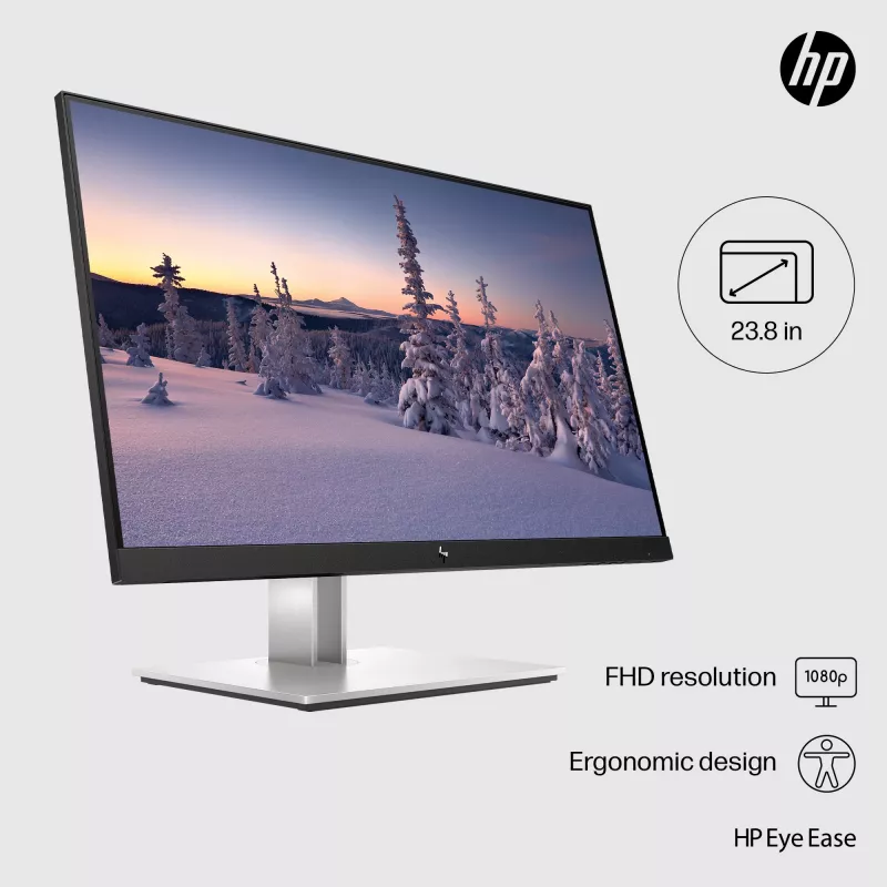 HP E24 G4 FHD monitors, 60.5 cm (23.8 collas), 1920 x 1080 pikseļi, Full HD, LCD, 5 ms, Melns