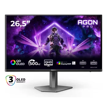 AOC AGON PRO AG276QKD2 datora monitors 67,3 cm (26,5 collu) 2560 x 1440 pikseļi Quad HD QD-OLED Melns, Pelēks