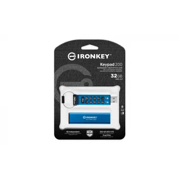 Kingston Technology IronKey 32GB Keypad 200, FIPS 140-3 Lvl 3 AES-256 aparatūras šifrēts USB zibatmiņš