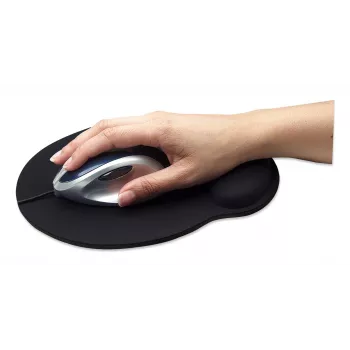 Manhattan Wrist Gel Support Pad un Peles Paliktnis, Melns, 241 × 203 × 40 mm, neslīdoša pamatne, Mūža garantija, Kartona iepakojums
