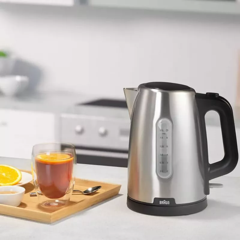 Braun PurShine WK102AI-WK1500BK elektriskā tējkanna 1.7 L 2200 W Melna, Nerūsējošais tērauds