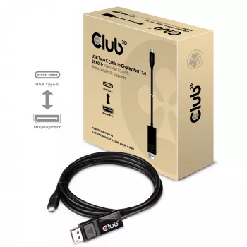 CLUB3D USB-C uz DisplayPort 1.4 kabelis 8K60Hz vīriešu/vīriešu 1.8m