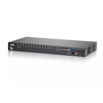 ATEN CS17916 16-portu USB-HDMI KVM slēdzis ar USB perifērijas portu, 1920x1200 pikseļi, WUXGA, 8.66 W, Melns