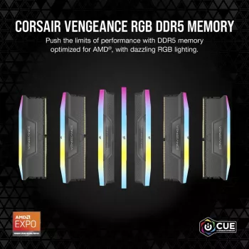 CORSAIR Vengeance RGB 64GB (2x32GB) DDR5 5200MHz CL40 AMD Expo & Intel XMP atmiņas komplekts