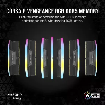 CORSAIR atmiņas komplekts 32GB DDR5 (2x16GB) 6400MT/s CL32 Vengeance RGB - Melns