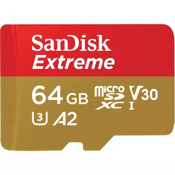 WESTERN DIGITAL Extreme microSDXC 64GB ar SD adapteri darbības kamerām un droniem 170MB/s 80MB/s A2 C10 V30 UHS-I U3