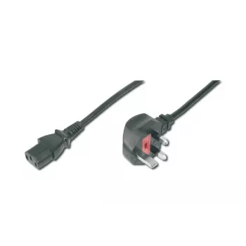 DIGITUS barošanas vads UK spraudnis 90° leņķis - C13 M/F 2m H05VV-F3G 1.00 qmm drošinātājs 5A melns