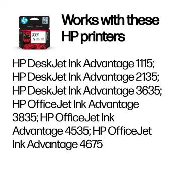 HP 652 Tri-color Original Ink Advantage kasetne, ciāna, fuksīna, dzeltena, 1 gab., 200 lapas