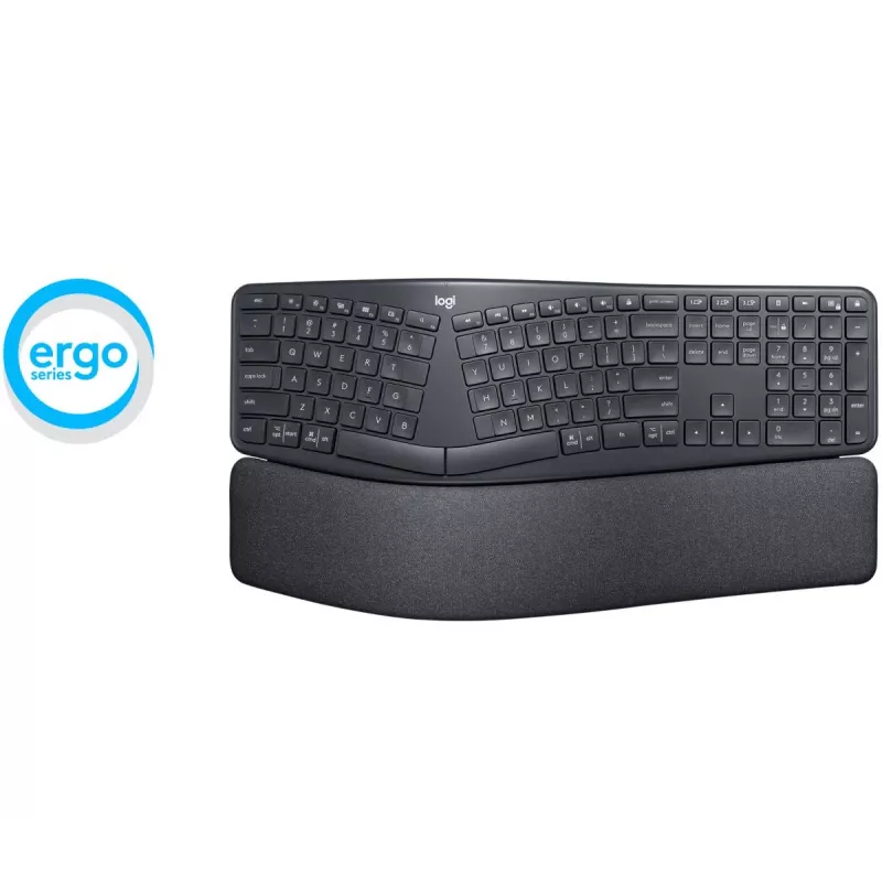 LOGITECH Ergo K860 - Bezvadu dalītā tastatūra, grafīta, Qwertz Šveices