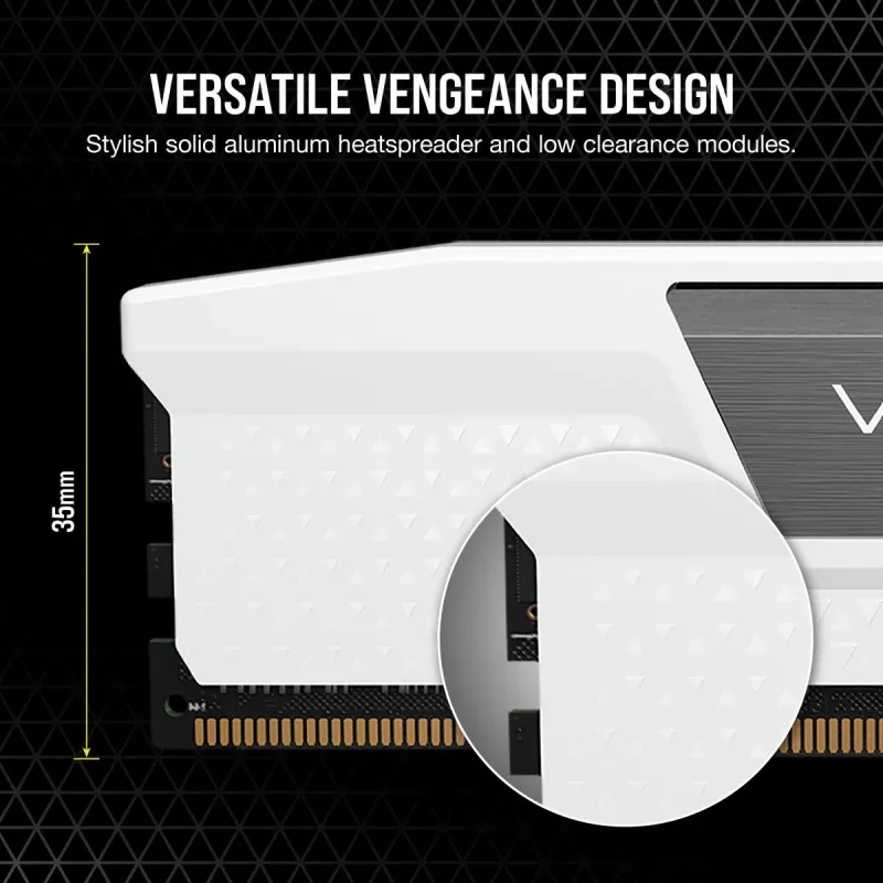 CORSAIR Vengeance 32GB (2x16GB) DDR5 6000MHz CL36 AMD EXPO & Intel XMP atmiņas komplekts balts
