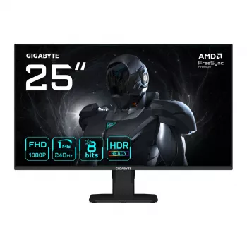GIGABYTE GS25F2A 25 collu FHD spēļu monitors - 1920 x 1080, 240Hz, 1ms, 300 cd/m², Display HDR 10, HDMI 2.0, Displayport 1.4