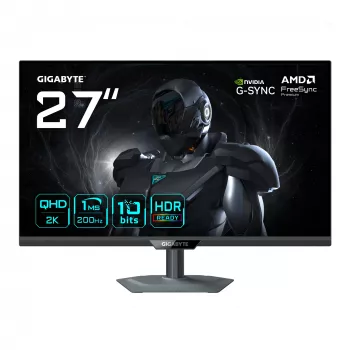 GIGABYTE G27Q2 27 inch 2K QHD spēļu monitors - 2560 x 1440, 200Hz, 1ms, 350 cd/m², G-Sync saderīgs, FreeSync Premium, HDR10, HDMI 2.0, DisplayPort 1.4