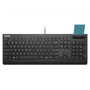 Pilnizmēra vadu viedkartes tastatūra Lenovo Smartcard Wired II — vācu izkārtojums, USB, 106 taustiņi, melna