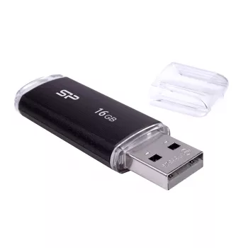 SILICON POWER Ultima U02 16GB USB 2.0 zibatmiņa - Melna (moq-30)