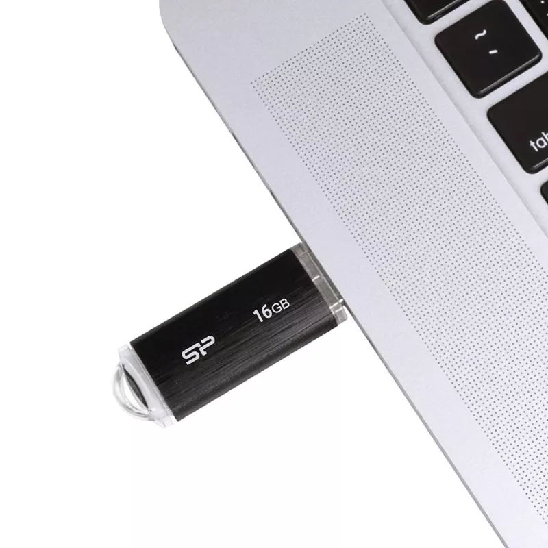 SILICON POWER Ultima U02 16GB USB 2.0 zibatmiņa - Melna (moq-30)