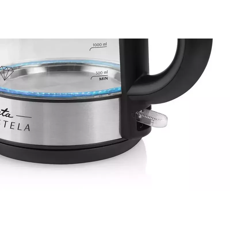 Eta Crystela ETA615390000 elektriskā tējkanna 1.7 L 2200 W melna, nerūsējošais tērauds, caurspīdīgs stikls