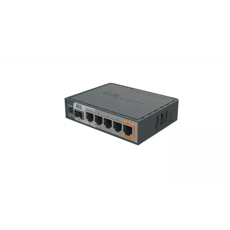 MikroTik RB760iGS hEX S vadu rūteris, 5x Gigabit RJ45, 1x SFP, 1x USB 2.0, PoE izeja, melns