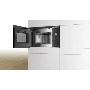 Bosch Serie 4 BFL523MS0 Iebūvējamā mikroviļņu krāsns, melna/nerūsējošais tērauds, 20 L, 800 W