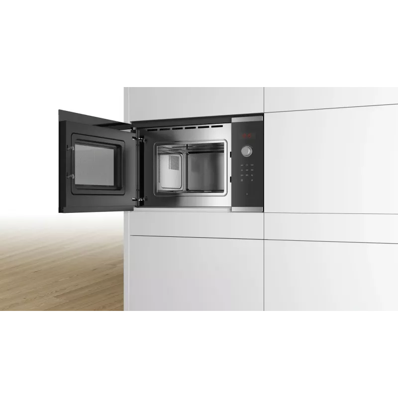 Bosch Serie 4 BFL523MS0 Iebūvējamā mikroviļņu krāsns, melna/nerūsējošais tērauds, 20 L, 800 W