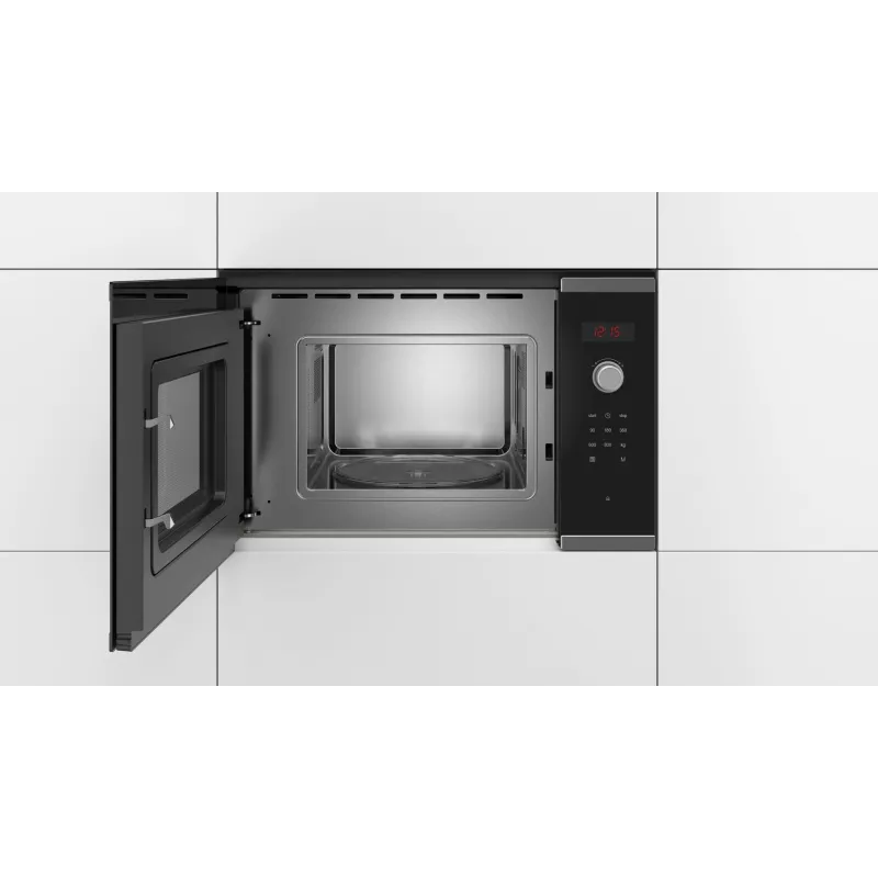 Bosch Serie 4 BFL523MS0 Iebūvējamā mikroviļņu krāsns, melna/nerūsējošais tērauds, 20 L, 800 W