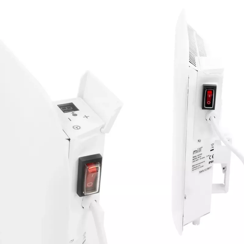Mill alumīnija paneļu konvekcijas sildītājs IB250, 250 W, piemērots telpām līdz 5 m², balts