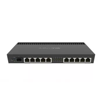 Vadu maršrutētājs MikroTik RB4011IGS+RM — 10x Gigabit RJ-45, 1x SFP+, 1.4 GHz 4-kodolu, 1 GB RAM, Rack 1U, PoE izeja