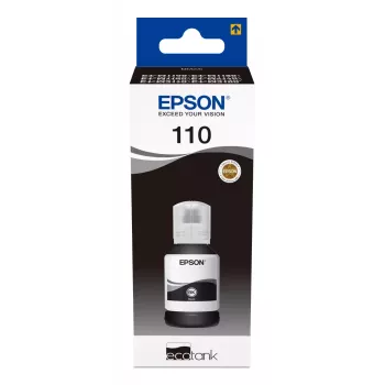 Pudele ar tinti Epson XL 110 EcoTank Melna — lieljaudas melna tinte, līdz 7 500 lapām