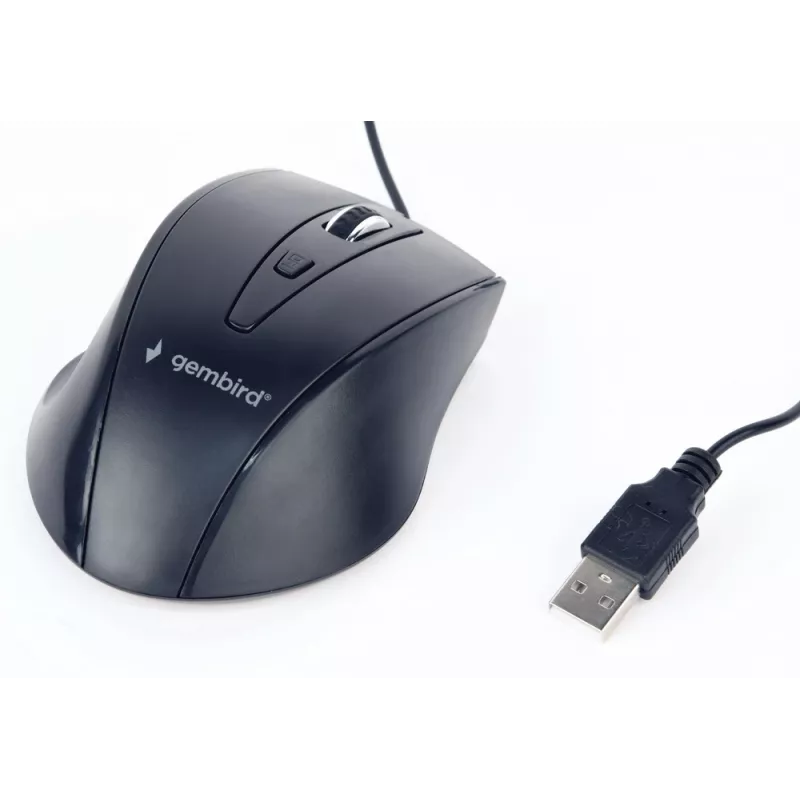 GEMBIRD USB optiskā pele labai rokai MUS-4B-02 — 1200 DPI, 4 pogas, vadu, melna