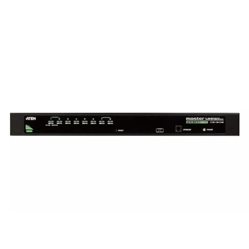 ATEN 8-Portu USB-PS/2 VGA KVM slēdzis, 2048 x 1536 pikseļi, QXGA, stiprināms statīvā, 5 W, 1U, Melns