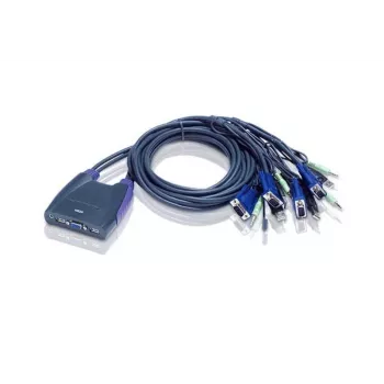 ATEN CS64US KVM slēdzis 4 portu ar kabeļiem USB + Audio