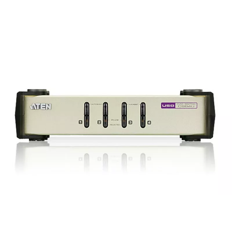 ATEN CS84U 4-Port USB/PS/2 VGA KVM slēdzis (ar kabeļiem), 2048 x 1536 pikseļi, QXGA, 0.45 W, Melns, Pelēks
