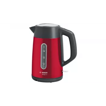 Elektriskā tējkanna Bosch TWK4P434 — 1.7 L, 2400 W, Melna/Sarkana