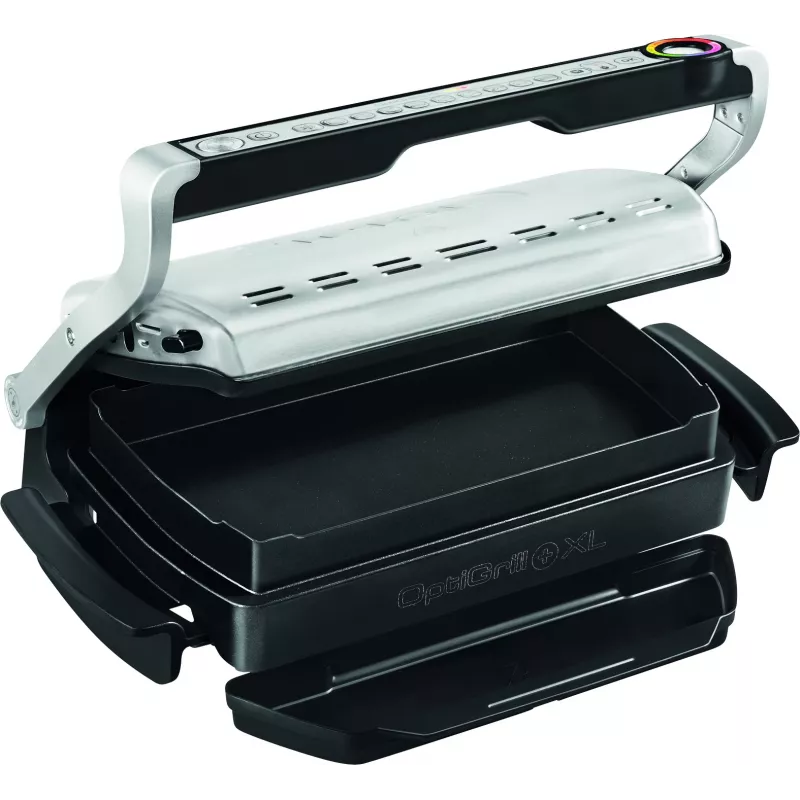 Tefal OptiGrill+ XL GC724D kontaktgrils, 2000 W, 9 programmas, 800 cm², melns/metālisks
