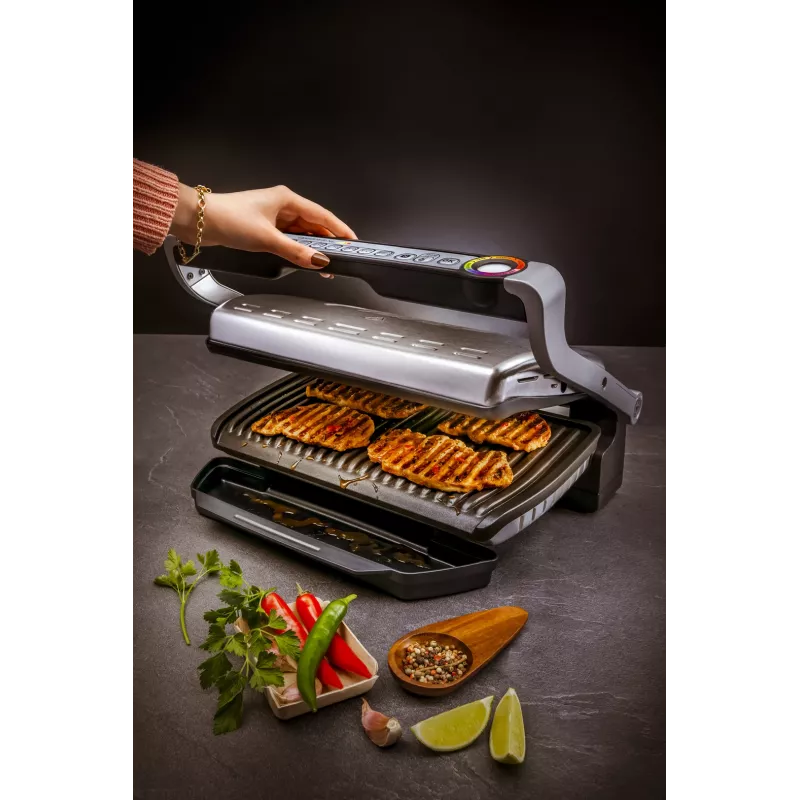 Tefal OptiGrill+ XL GC724D kontaktgrils, 2000 W, 9 programmas, 800 cm², melns/metālisks