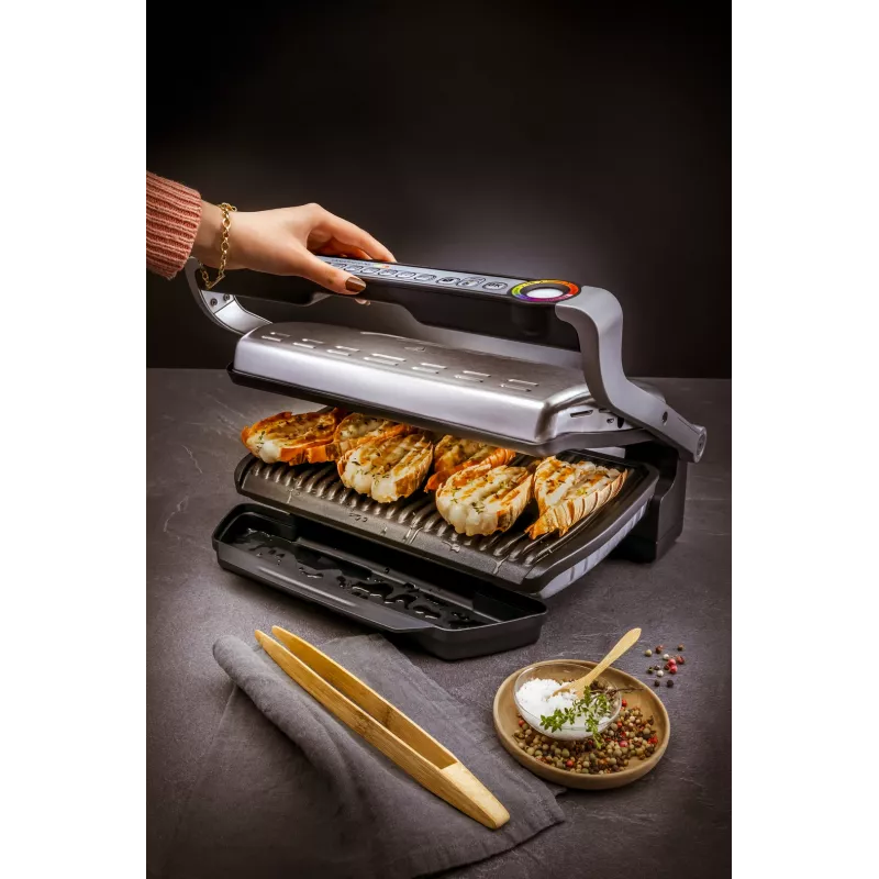 Tefal OptiGrill+ XL GC724D kontaktgrils, 2000 W, 9 programmas, 800 cm², melns/metālisks