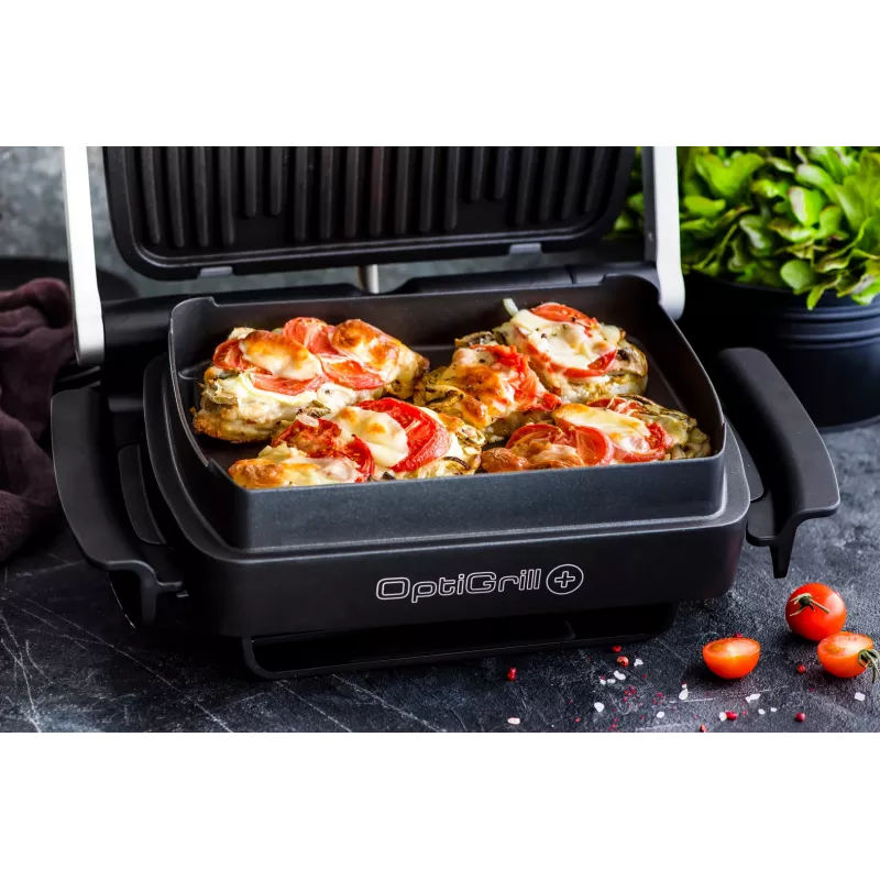 Tefal OptiGrill+ XL GC724D kontaktgrils, 2000 W, 9 programmas, 800 cm², melns/metālisks