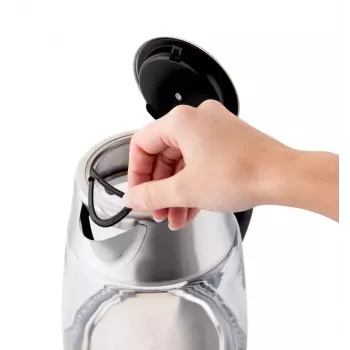 Elektriskā tējkanna ETA ETA915390000 — 1.5 L, 2200 W, nerūsējošais tērauds un caurspīdīgs stikls, melna