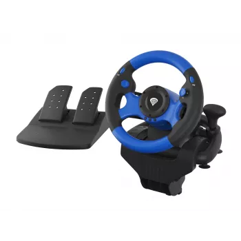 GENESIS Seaborg 350 Black, Blue USB stūre + pedāļi Nintendo Switch, PC, PlayStation 4, PlayStation 3, Xbox 360, Xbox One, Xbox Series S, Xbox Series X