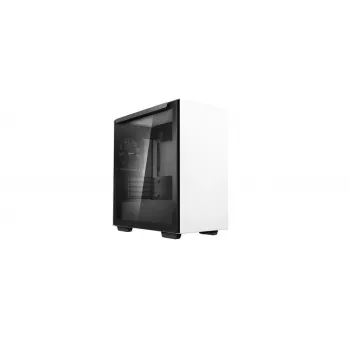 PC korpuss DeepCool MACUBE 110 WH Midi Tower — Balts, Rūdīts stikls, microATX, līdz 320mm GPU, 165mm CPU dzesētājs, 2x3.5 collu + 2x2.5 collu vietas