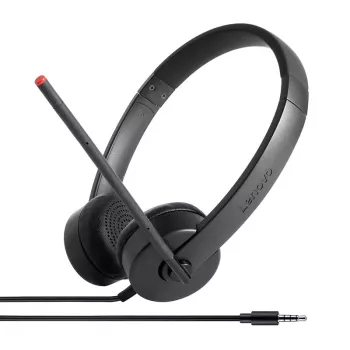 Lenovo Stereo Analogā Austiņa ar Mikrofonu Vadu Lentes Dizains Birojam/Zvanu centram Melna