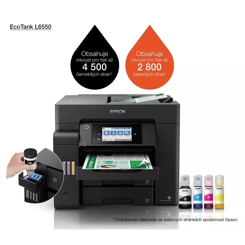 Daudzfunkciju ierīce Epson EcoTank L6550 tintes krāsu drukāšana, 4800x2400 DPI, A4, Wi‑Fi, Ethernet